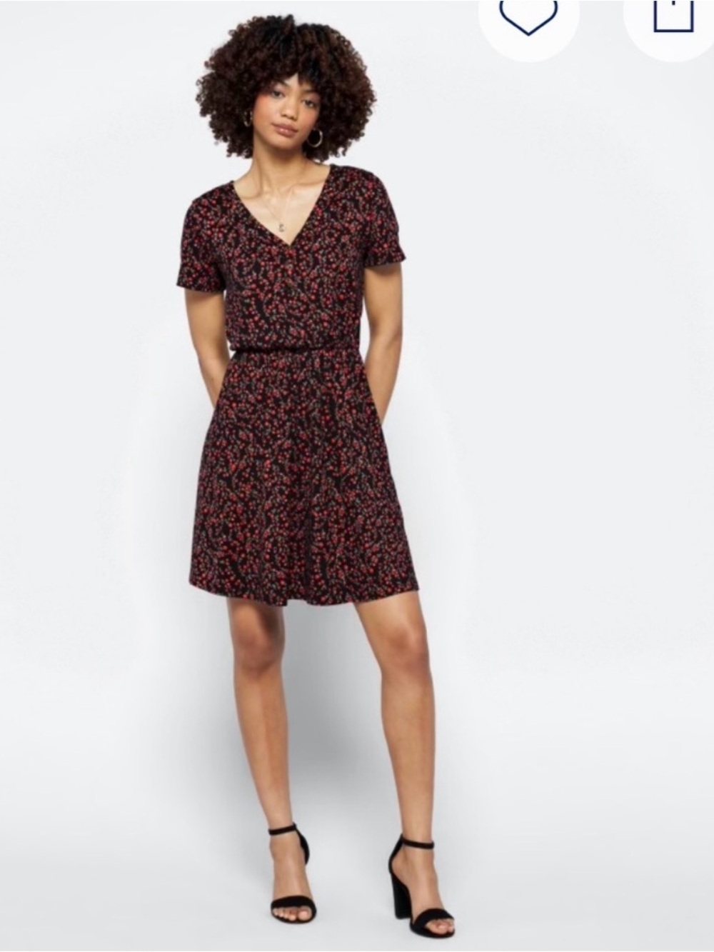 FRENCH GREY Shirley henley red floral dress